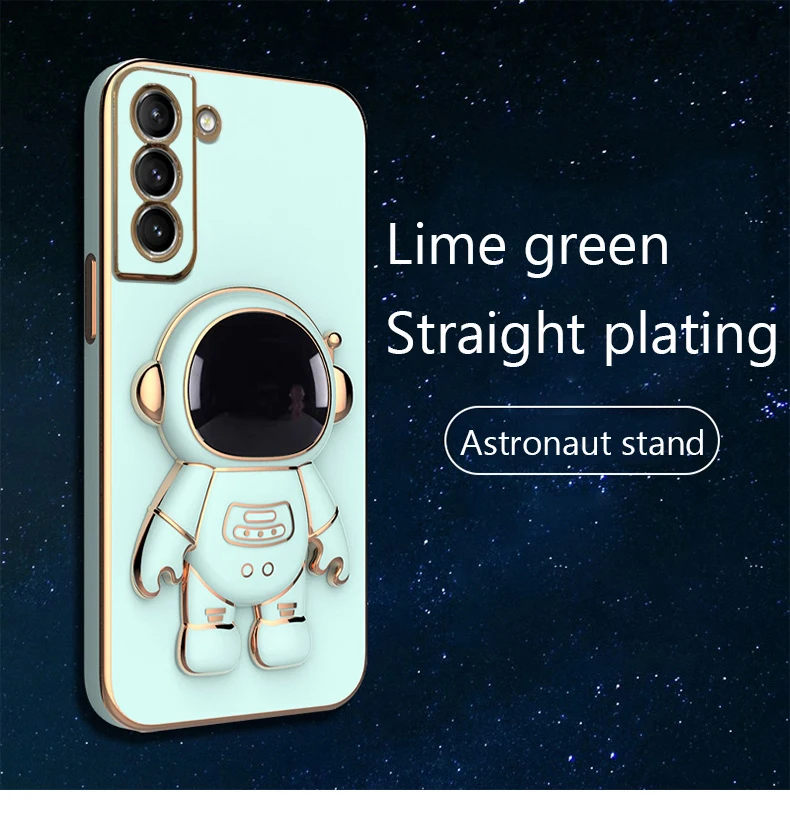 3D Astronaut Fold Stand Plating Case For Samsung Galaxy S22 S21 Ultra S20 FE S10 Plus A52 A53 A51 A32 A33 A71 A72 4G 5G Cover classic Galaxy S20 FE 5G Phone Cases