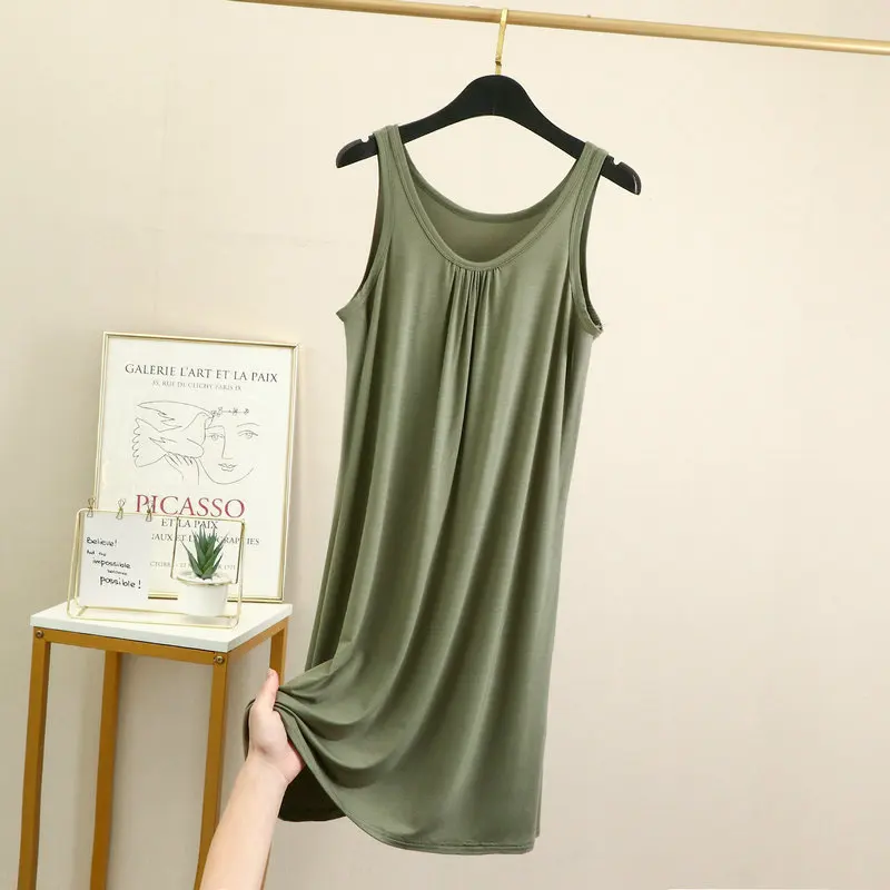 Modal Loose Tank Top Style Nightwear Dresses for Women's Summer Oversized Sleeveless Slimming A-line Thin Pajama Nightdress