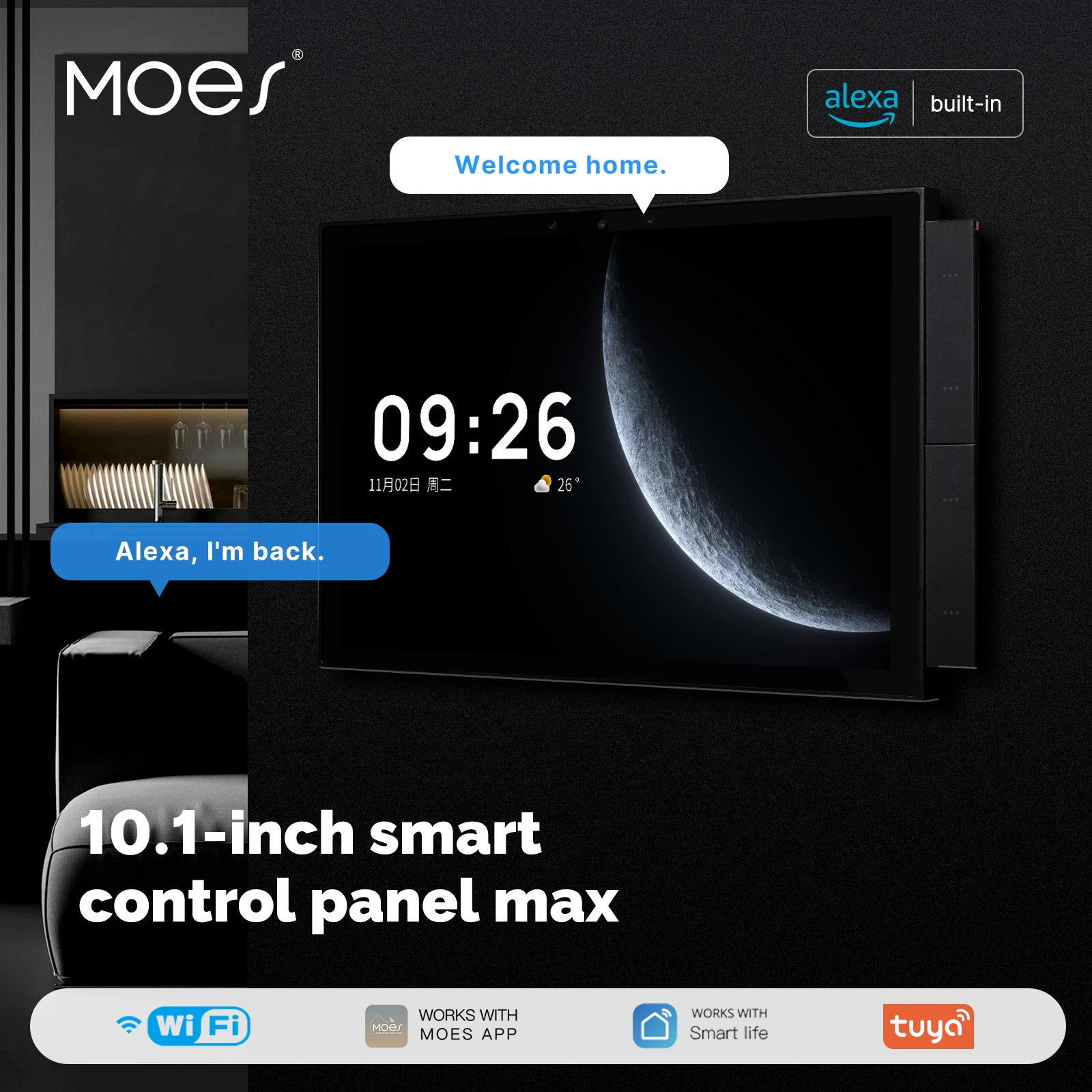 

MOES Tuya Smart Home Control Panel Max 10.1inch Touch Screen with Bluetooth Zigbee Gateway Built-in Building Intercom Compatible