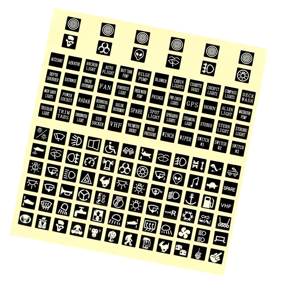Наклейки-переключатели, светящиеся виниловые наклейки из ПВХ, декор для телефона, 132 шт./комплект, черные наклейки-кнопки