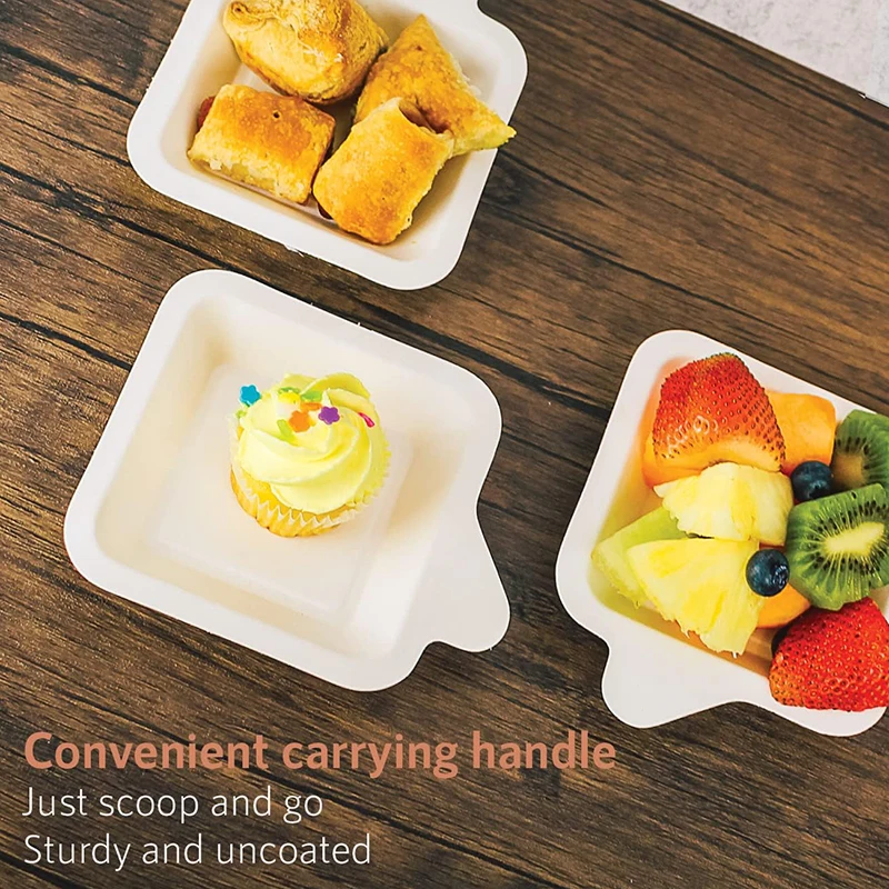 50/100Pcs 4 Inch Paper Plates, Biodegradable Disposable White Plates, Square Dessert Cake Party Snack Plates