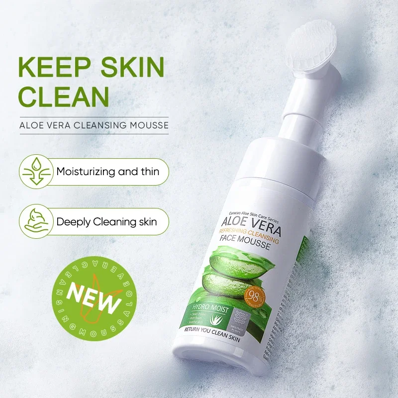 120ml  Cleansing Mousse Moisturizing Aloe Vera Refreshing Facial Cleanser Face Wash Skin Care Products 2