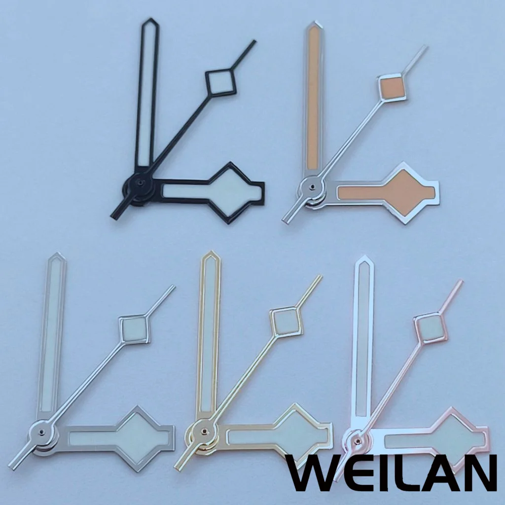 Green Luminous Watch Hands in Silver, Gold, Rose Gold, and Black Finishes