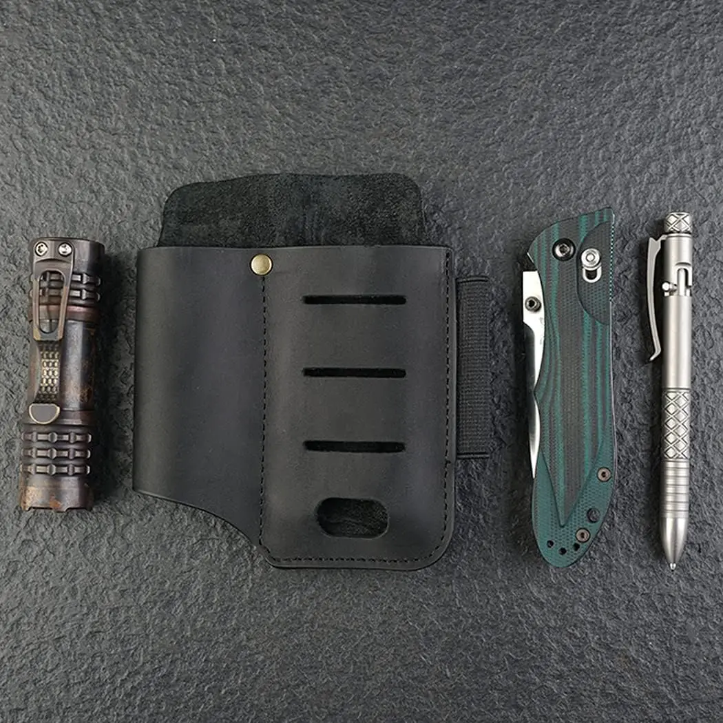 VIPERADE PJ15 멀티툴 EDC 가죽 벨트 쉘, 손전등 홀스터, 벨트 정리함, 포켓 정리함