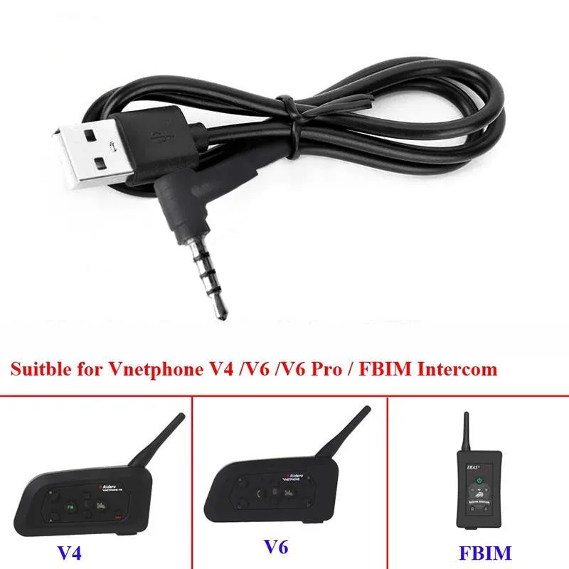 헬멧 인터콤 액세서리 USB 충전 케이블, EJEAS Vnetphone V6 V4 V4C V6C V6 Pro FBIM 오토바이 헬멧 인터콤 헤드셋용