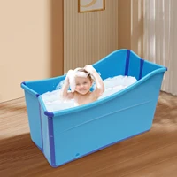 Oversized Foldable Bath Tub Adult Kid Portable Spa Sauna Bath Rectangle Bucket Water Tub, Blue 2