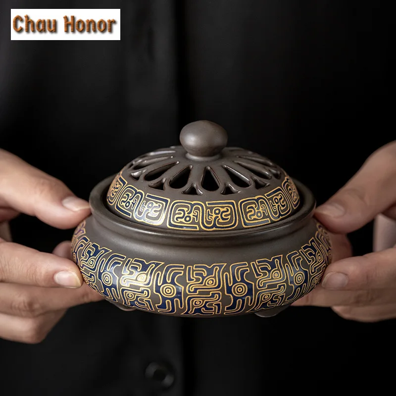 Retro Cloisonne Enamel Color Plate Incense Holder Elegant Dargon Censer Household Scented Aromatic Candles Teaset Supplies Craft