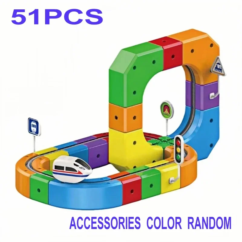 Children DIY Building Blocks Educational Toy Magnetic Rail Car Cube Toys Magical Track Train Construction Kids Christmas Gifts