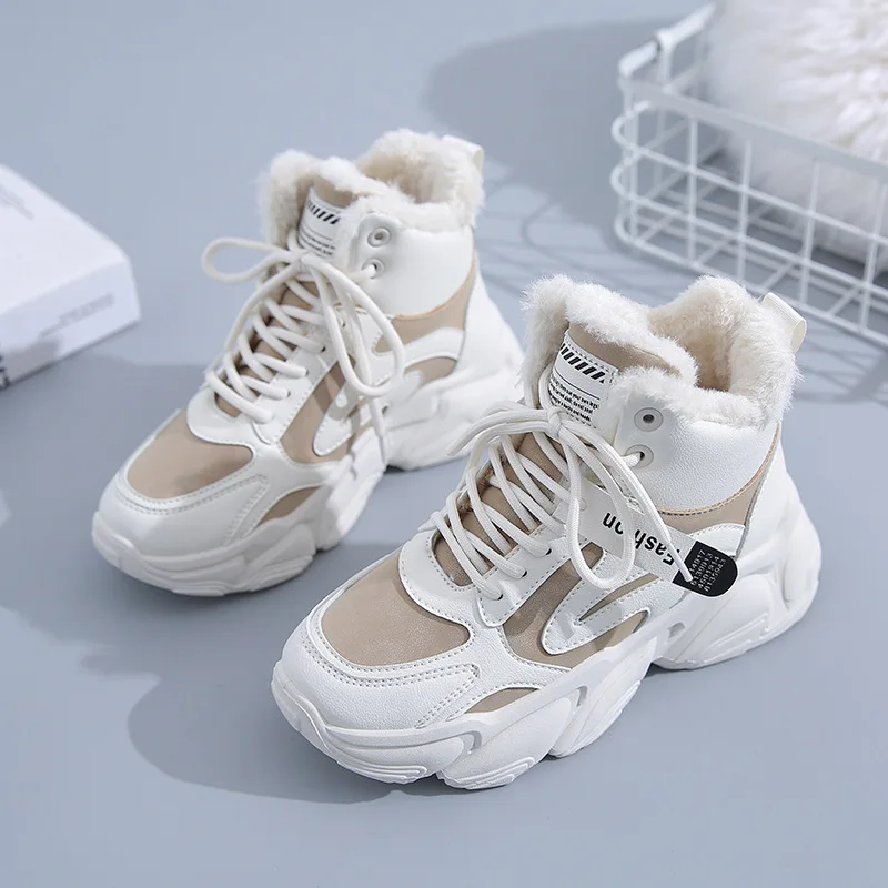 Winter Sneakers Women Platform Fur Running Shoes for Women Soft Sport Shoes Woman Chunky Wedge Footwear 169