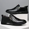 Business Men's Leather Shoes  Fashion Man Dress Shoes Autumn ZIP Man's Sneakes  2023 New Lightweight Flat  Male Casual Loafers 4