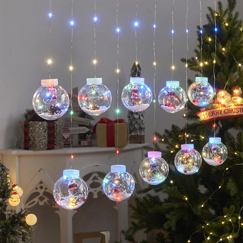 Led Wishing Ball String Lights,Battery Powered Light,10 Lights Santa Window Ornaments for Living Room,Corridor,Yard,Winter Decor 2