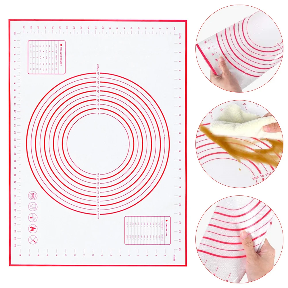 

Rolling Pin with Silicone Mat Dough Roller Reusable Kneading Mat Basting Brush