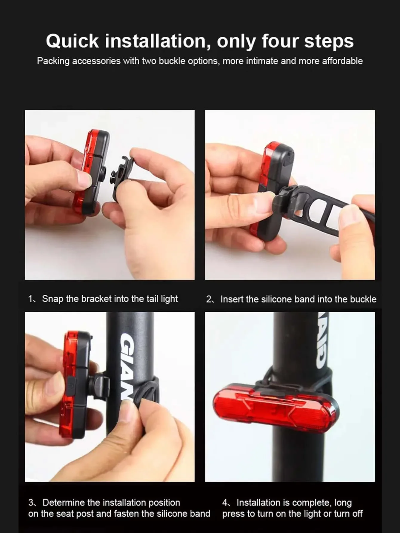 รูปสินค้า ไฟท้ายจักรยาน LED แบบ USB กันน้ำ ปลอดภัยทุกการเดินทาง