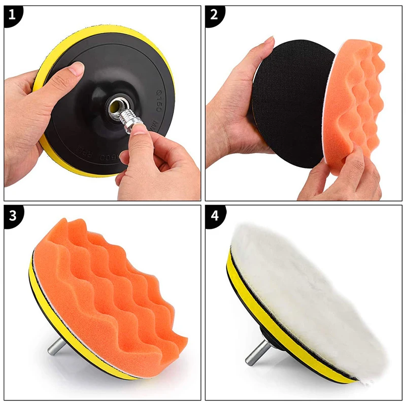 Car Polishing Sponge 3/4/5 Inch Car Polishing Pad Kit Foam Pad Polishing Wax Pads For Car Motorcycle Removes Scratches