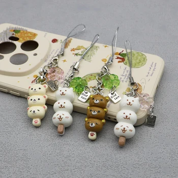 Handmade Kawaii Dango Bear and Cat Phone Charm Cute Lucky Pendant Japanese Style Couple Keychain Bag Decoration 1