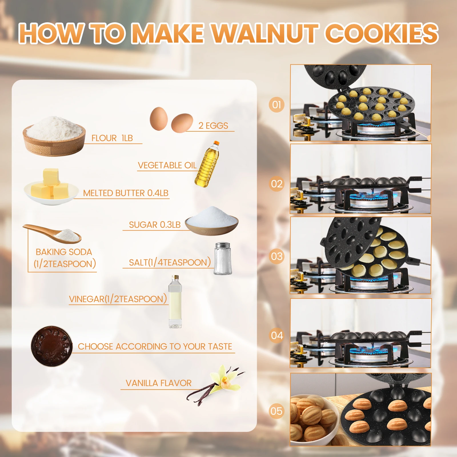 Cake Mold 16 Holes Nonstick Nut Walnut Cookie Maker Chocolate Pudding Fondant Baking Tool