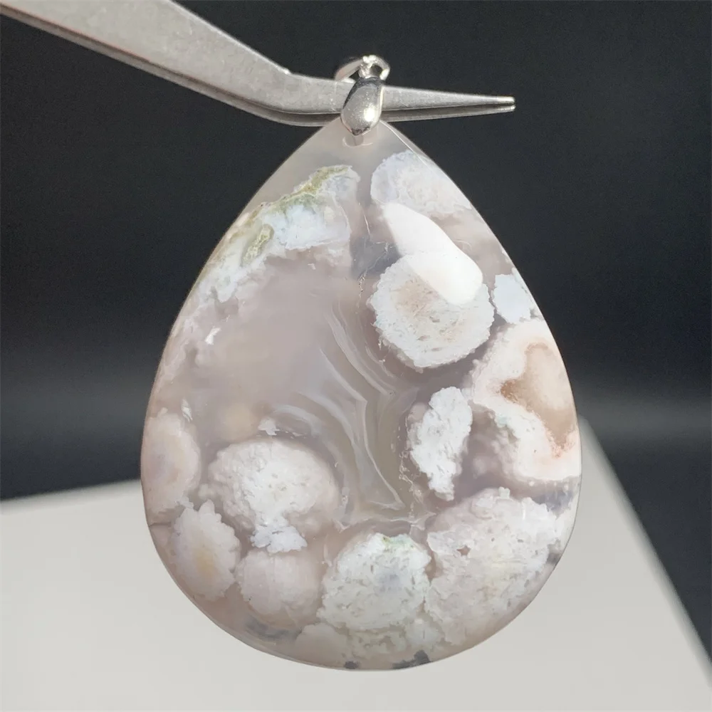 Natural Sakura Agate Pendants Necklaces for Women Blooming Flowers Beads Popular Pet Rock Soul Stones Gifts 925 Silver Jewelry
