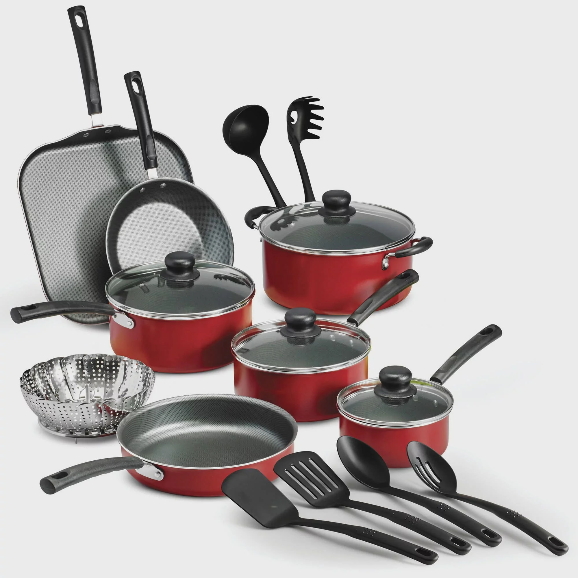 Primaware 18 Piece Non-stick Cookware Set, Steel Gray Cookware Sets Pots and Pans Kitchen