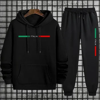 New Autumn Winter Male Sportswear Set Hoodie with Trousers Casual Training Suits Modern Athletic Fashion Daily Workout Clothing