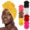 Ethnic Women's Hijabs Big Flower Turban Wrap Head Popular African Ladies Church Wedding Beanie Hat Multifunction Cap Accessories 1