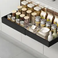 Organisateur de placard extensible robuste, 1 pièce, tiroir coulissant réglable pour cuisine, garde-manger ou salle de bain, support de rangement coulissant peu encombrant avec adhésif 7