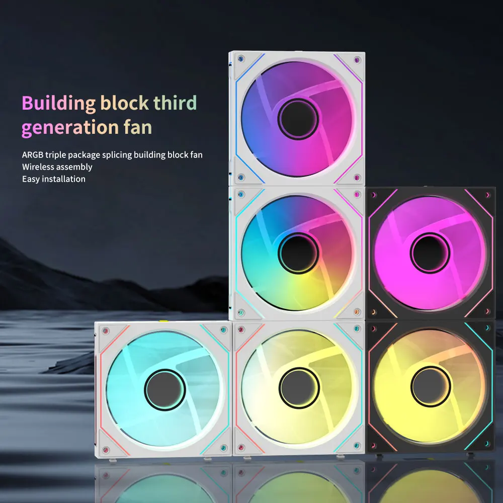 Cableless Silent PC Case Fan with ARGB Lighting - Triple Pack, 120mm