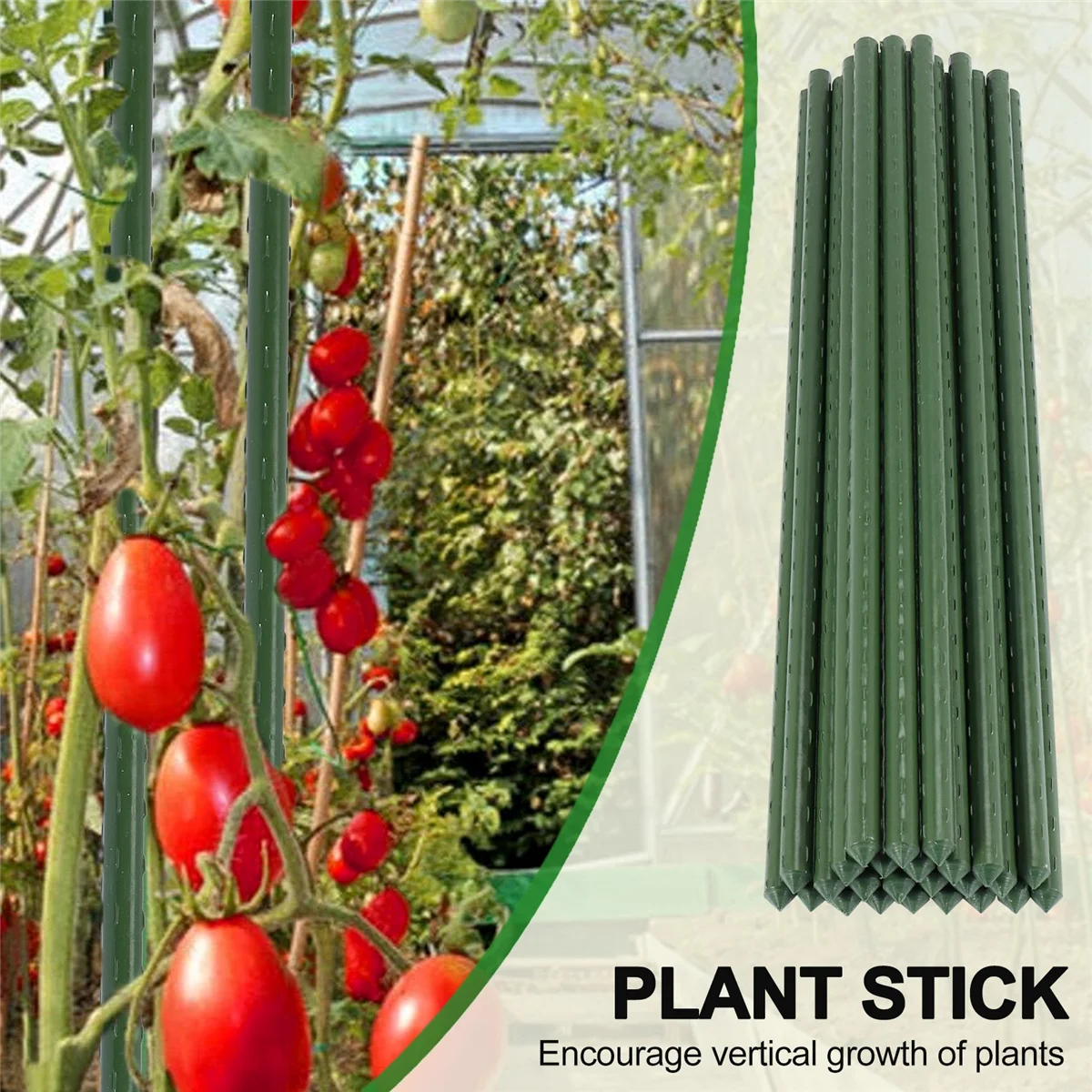 25 Pack Garden Stakes Metal Plastic Coated Plant Cage Supports Climbing for ,Trees,Cucumber,Fences,Beans,40cm
