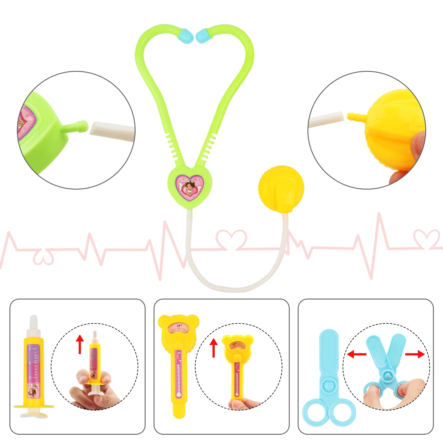 Stethoscope toy doctor play set doctor toys kit doctor nurse toys Pretend Play Doctor Set Kids Doctor Playset Kit Toys 15PCS Pretend Play Set Carry Case & Stethoscope Toy