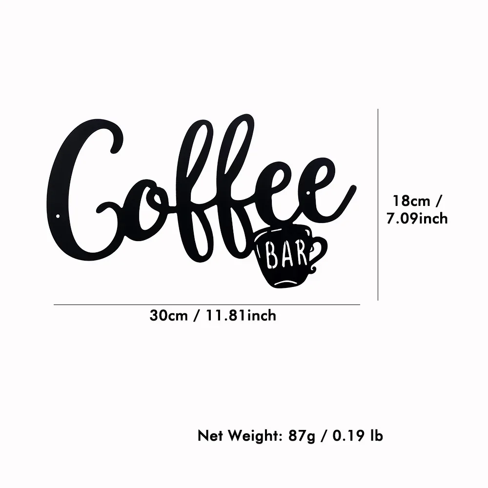 

CIFBUY Decoration Coffee Metal Wall Hanging Decoration Sign Metal Home Decor Coffee Cup Wall Mounted Decor Black Art Coffee Bar