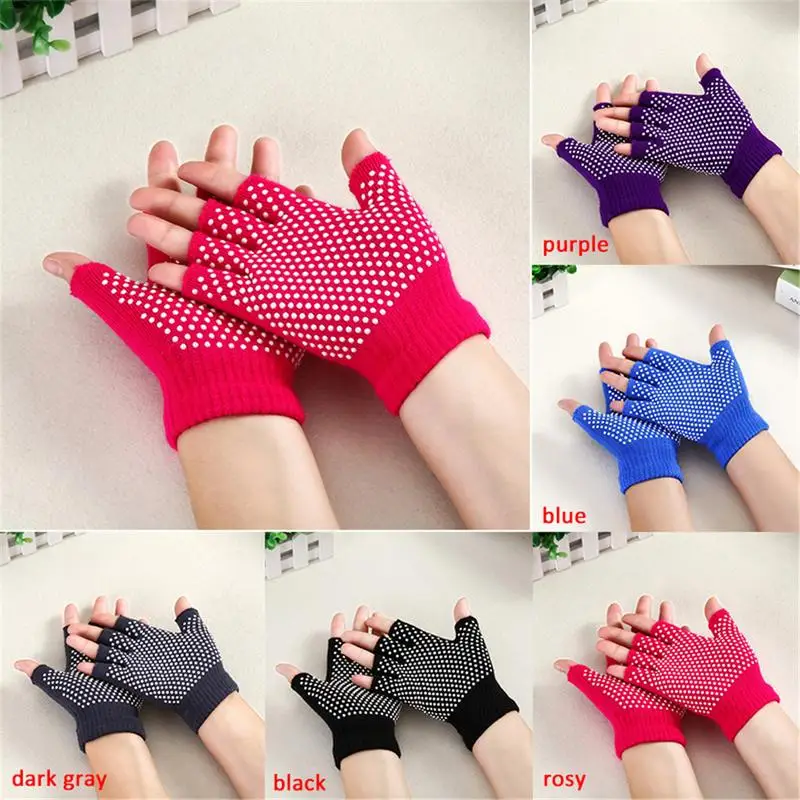 

Pilates Gloves Women's Half Finger Yoga Gloves Enhanced Palm Protection Fingerless Workout Gym Gloves With Wrist Support For