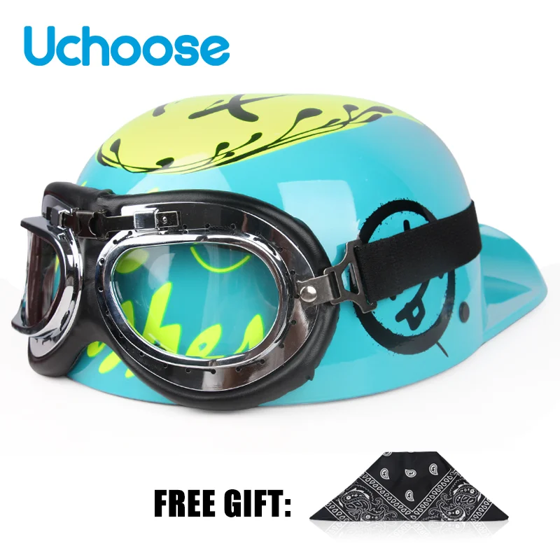 thumbnail image 1 of 2023Uchoose DS Gorra de béisbol Casco Cascos retro Verano Motocicleta Casco Vintage Cara abierta Scooter Cruiser Chopper Gangster, 1 of 5