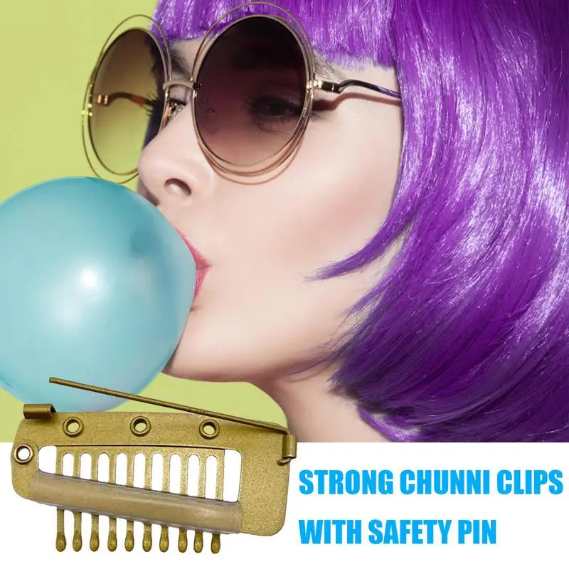 Strong Chunni Clips with Safety Pins, Chunni Clips Comb Wig Clips Dupatta  Clip 10-Teeth Strong Grip Hair Clip Setting Grip Clips - AliExpress