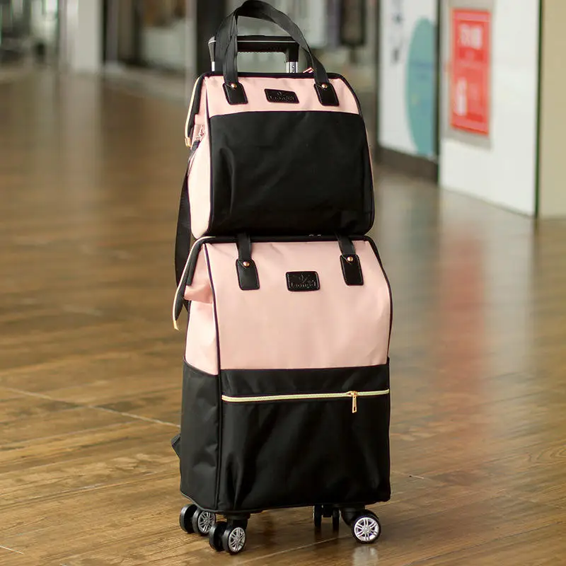 Short suitcase Large capacity duffel bag Boarding trolley case women\'s light travel bag for business trip men\'s luggage bag