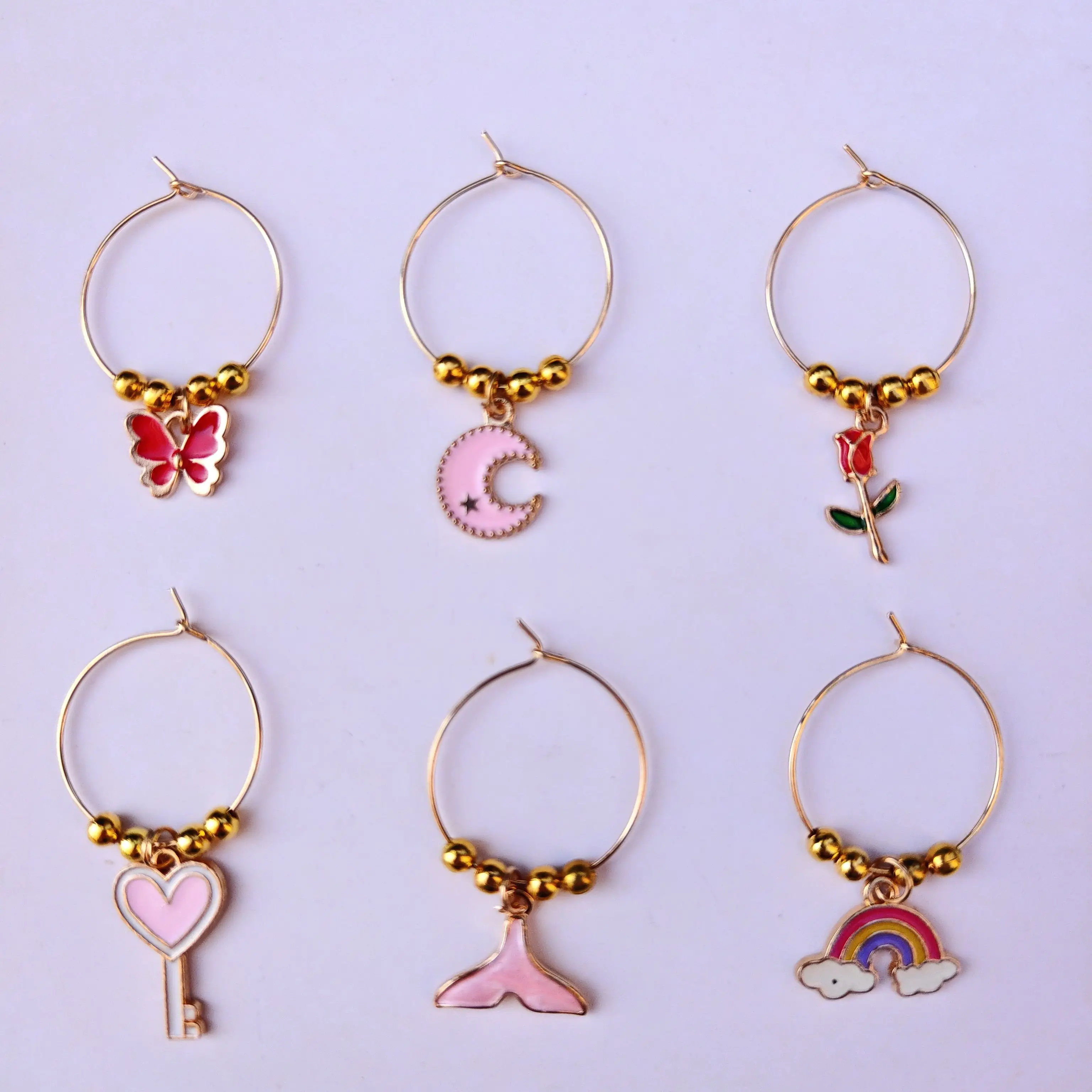 6 Pieces Wine Glass Markers New Fashion Design Wine Glass Charms Rings Marker Party Bar Table Decorations Christmas Gift