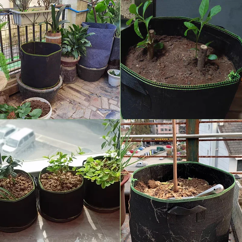 2/3/5/7/10 Gallon Breathable Plant Grow Bags Breathable Felt Fabric Pots Garden Tool Flower Planting Container Nursery Pots Bag