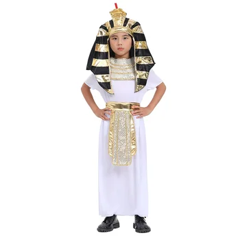 Sydanne Kids Ancient Egyptian King Pharaoh Robe Jumpsuit Cosplay Costume Halloween Dance Stage Performance Clothes