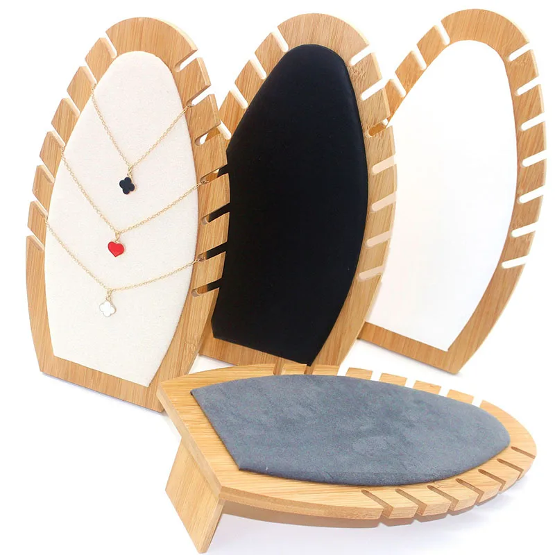 Bamboo Wood Necklace Display Stand Jewelry Bracelet Ease Holder Organizer Board For Counter Live Shows Showcases Prop