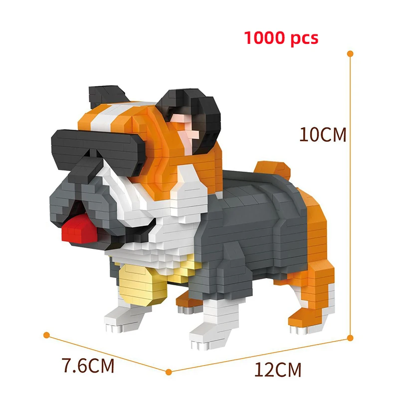 

Animals Dog Cat Pet Bulldog Husky Model Micro Mini Building Blocks Diamond Brick Set Construction Toys for Adults Kids