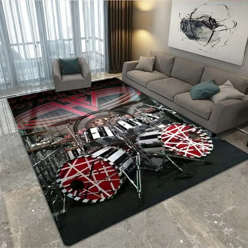 

3D Drum Kit Music Instruments Area Rug Large,Carpet Rug for Living Room Bedroom Sofa Doormat Decor,Kid Play Non-slip Floor Mat