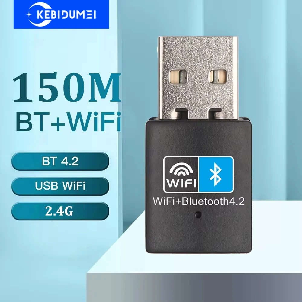 150Mbps USB WiFi 어댑터 블루투스 4.2 무선 네트워크 카드 USB 동글 2.4G 무선 Wlan 수신기 PC 데스크탑 노트북