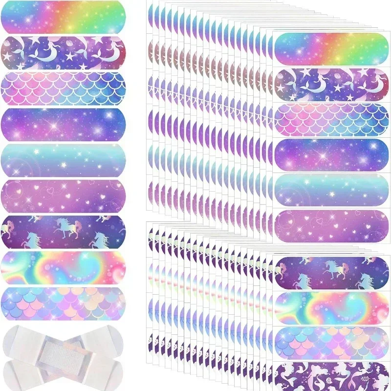 50PCS Cute Kids Bandages Sweet Cartoon Fruit Unicorn Dinosaurs Starry Night Sky Bandaid Dressing Patch Adhesive Bandages 4