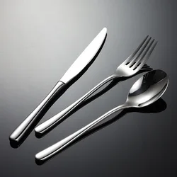 Thin Handle Stainless Steel Cutlery Dinner Service Full Set Dinning Tables Decoration Spon Fork Knife Kits for Home and Kitchen