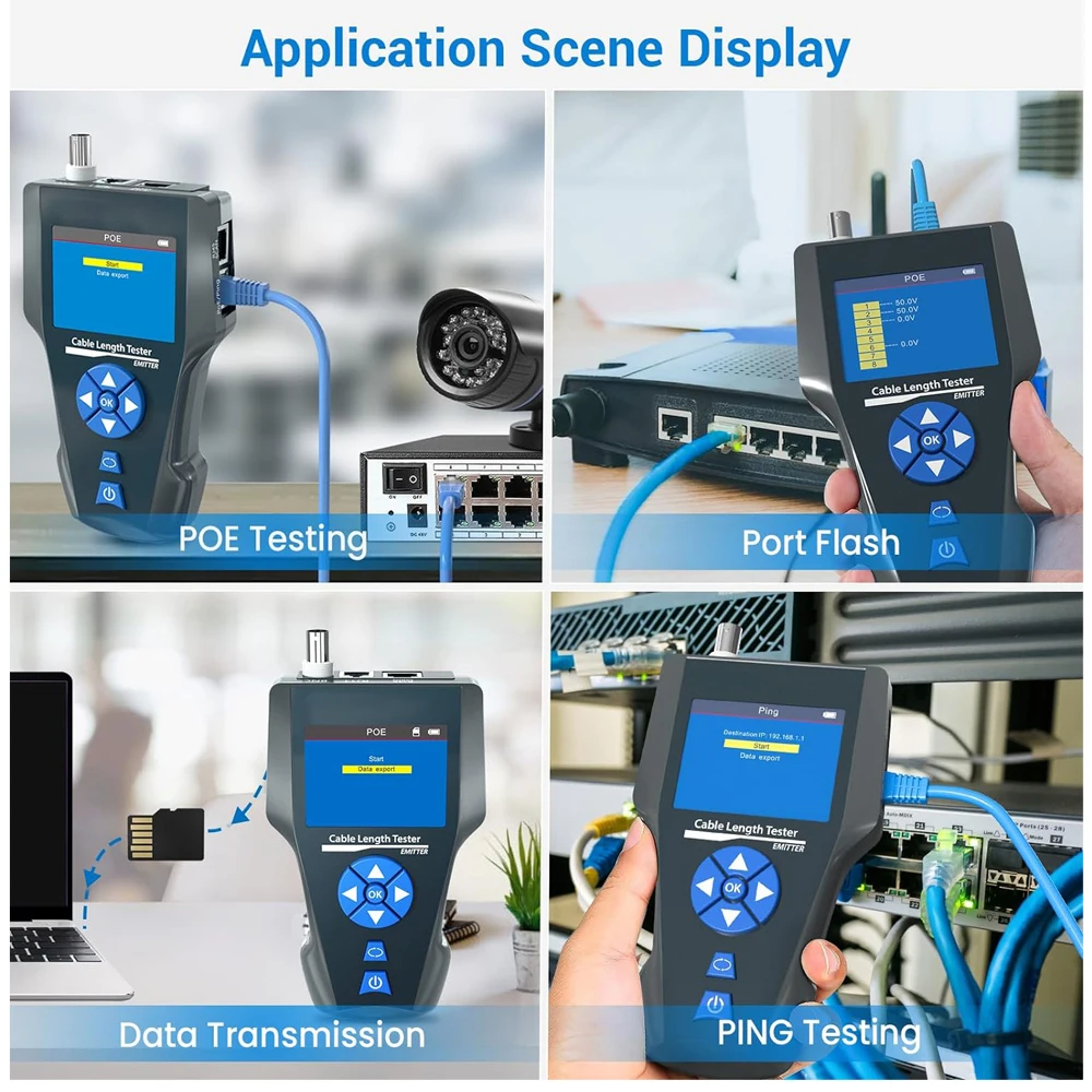NOYAFA NF-8601S Multifunctional RJ45 CAT6 Network Cable Tester Cable Tracker PoE/PING/Port LCD Display Measure Length Wiremap 5