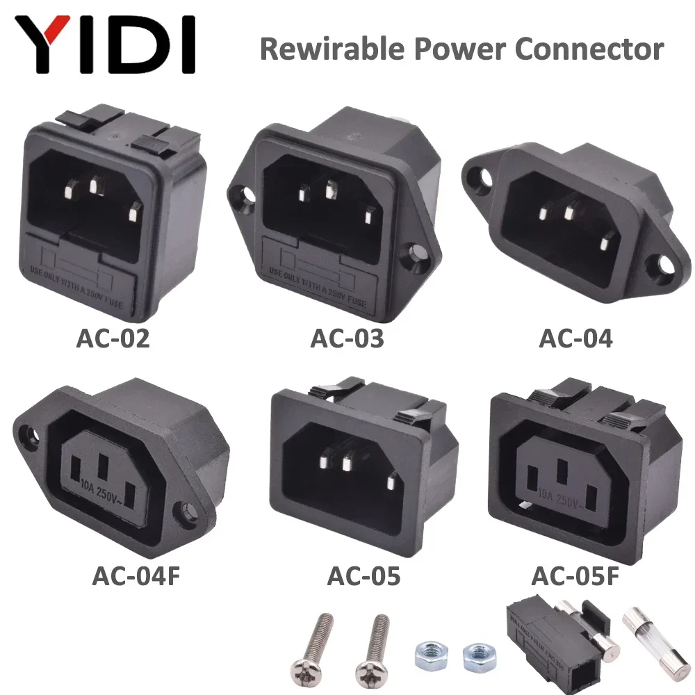 Tomada Elétrica com Lâmpada Vermelha Cabo de Latão Fio Conector Interruptor Basculante com Fusível Entrada ac Iec320 C13 10a 250v Pcs 10 Pcs