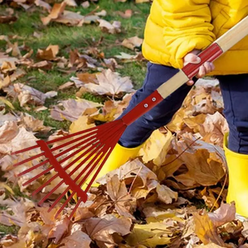 Small Garden Rake For Kids Wooden Handle Garden Leaves Rake Kids Lawn Rakes With Detachable Wooden Handle For Outdoor 5