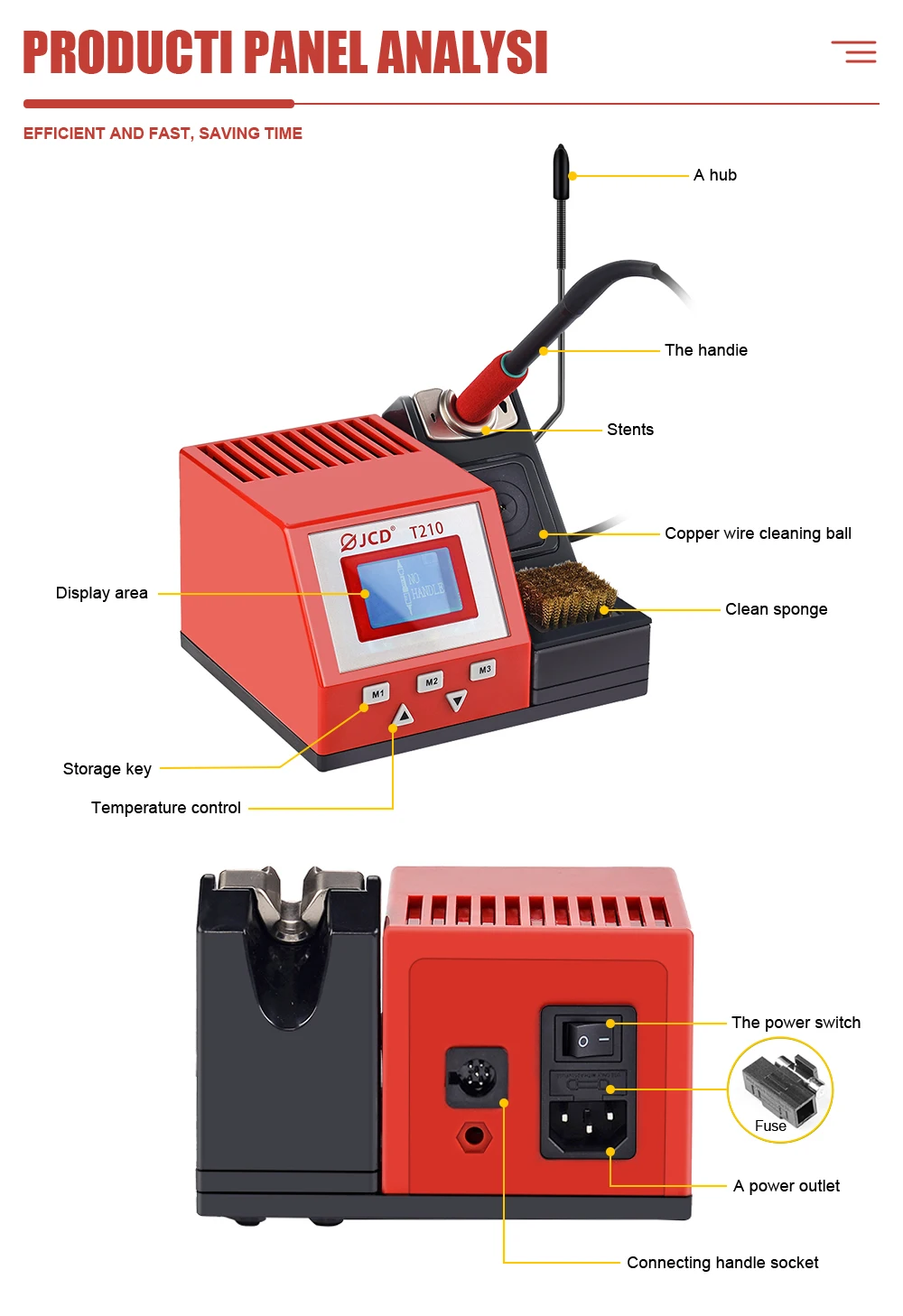 Soldering Iron Staion Repaid Heating Solder Iron Handle HD Display 2s Melting Ti