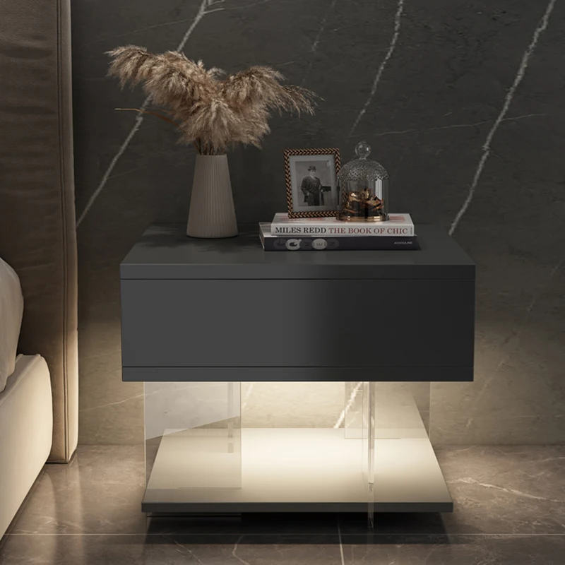 

Auxiliary Acrylic Bedside Table Multifunctional Small Luxury Created Bedside Table Drawer Storage Nachttisch Modular Furniture