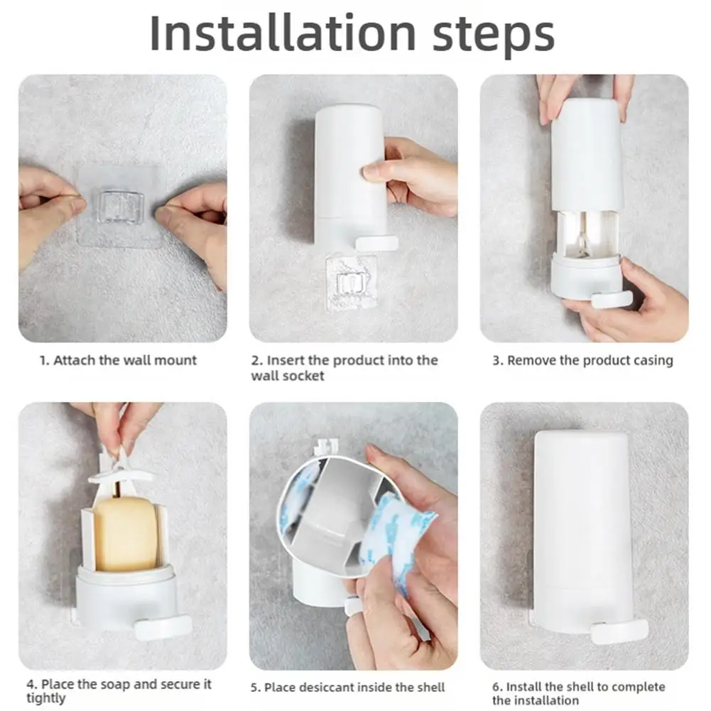 Soap Grinder Dispenser Soap Box Wall Mounted Dry Organizer Box Soap Powder Grinding Box For Restaurant Kitchen Office Gyms Hotel 5