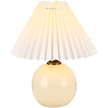 

Creativity Table Lamps Lamp Decoration Led Desk Pleats Bedroom Ceramics Bedside Night Light Lights Decorative Luminaires Vintage