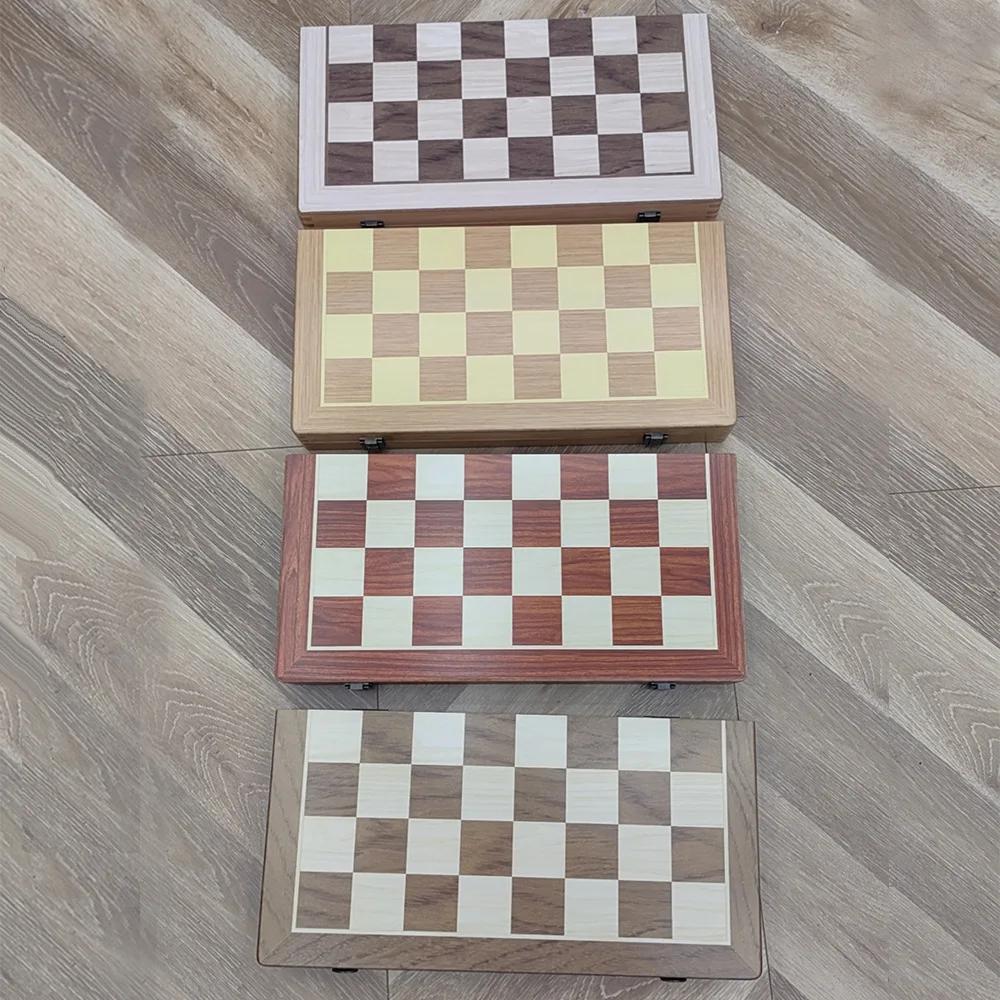 2-in-1 International Chess Checkers Wooden Dual Queen Professional Board Game Toy